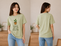 Minimal Sage Green “Growing with Love Every Day” Graphic T-Shirt – Cute Plant Design Tee