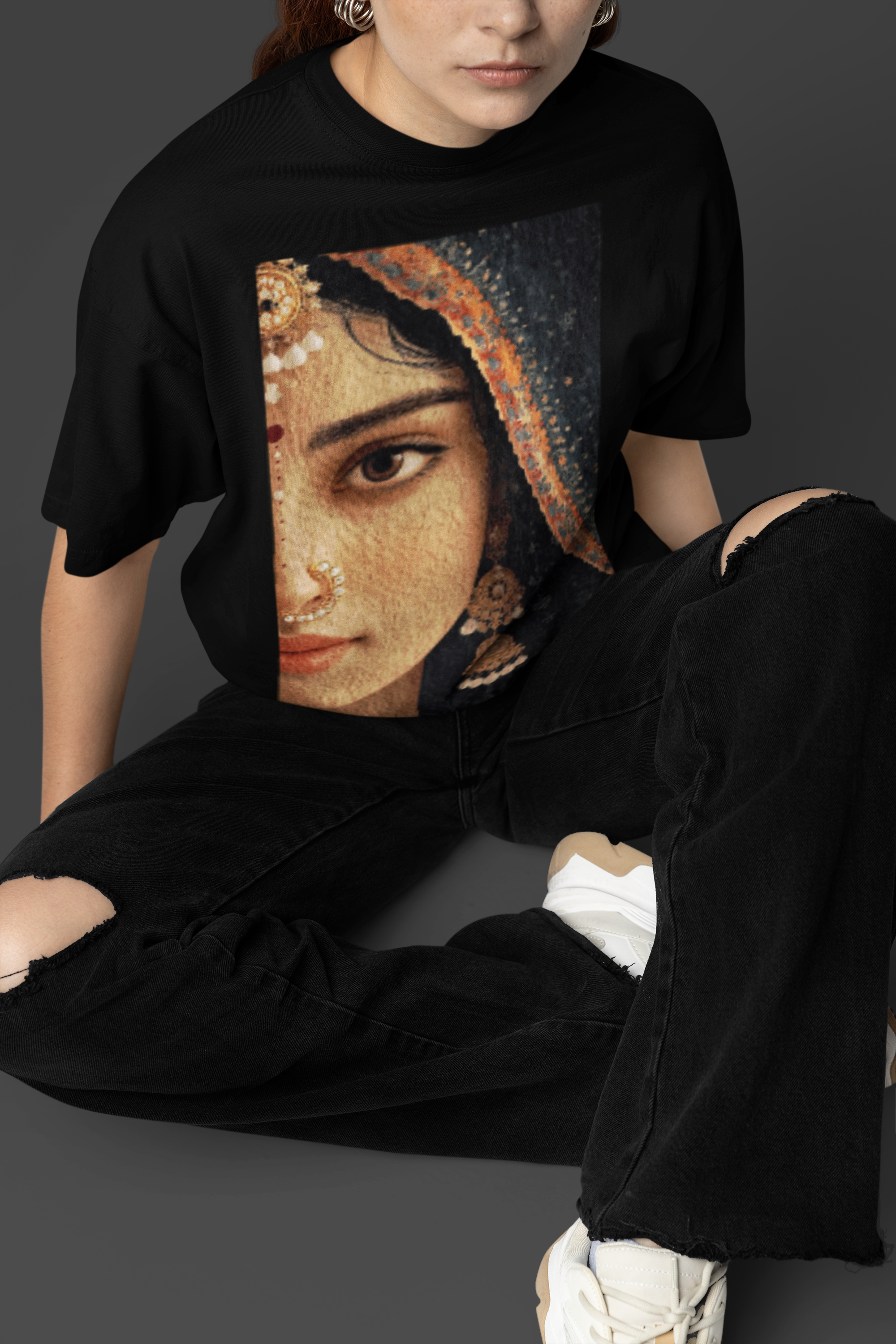 Ornate Portrait Face Graphic T-Shirt