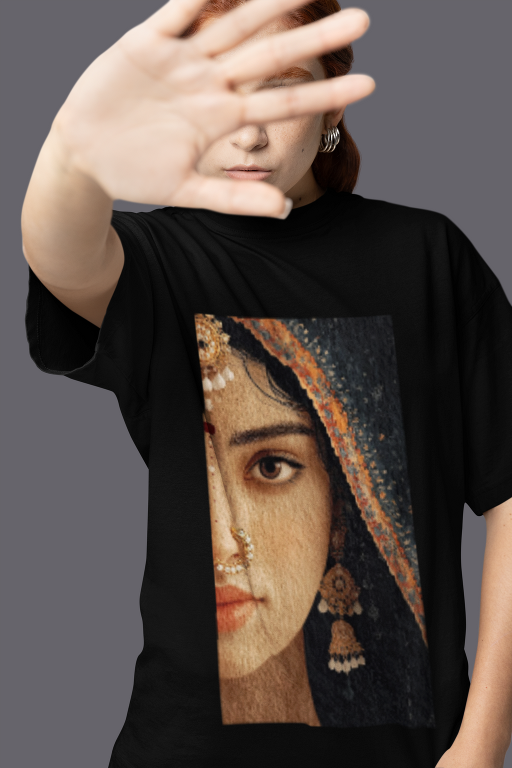 Ornate Portrait Face Graphic T-Shirt
