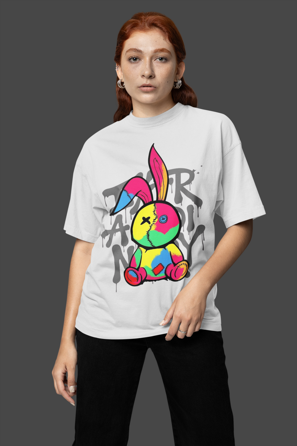 Bold Streetwear Bunny Graphic Oversized Tee
