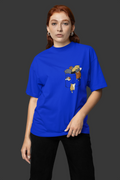 Pocket Cats Graphic Blue Oversized T-Shirt