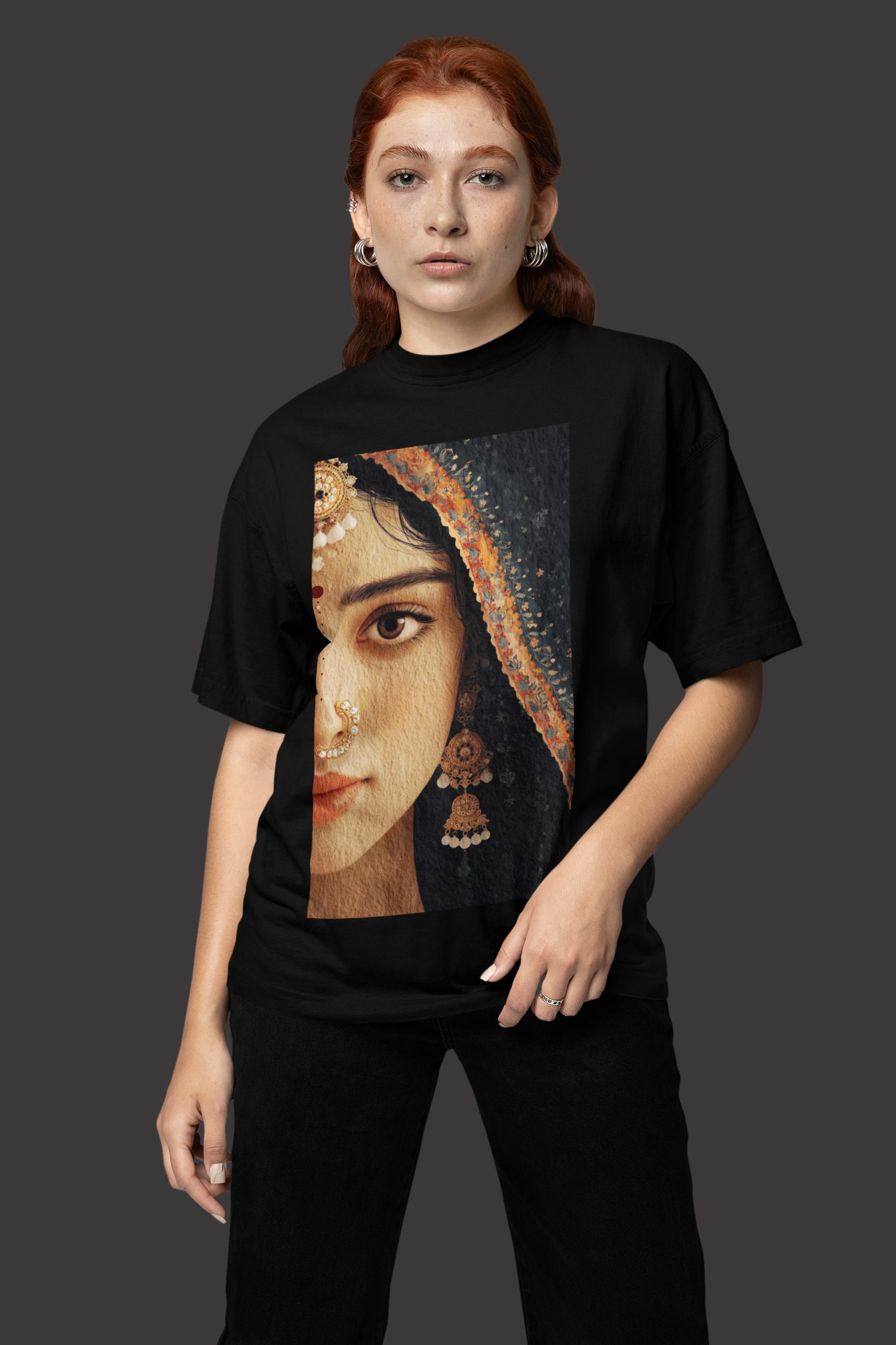 Ornate Portrait Face Graphic T-Shirt