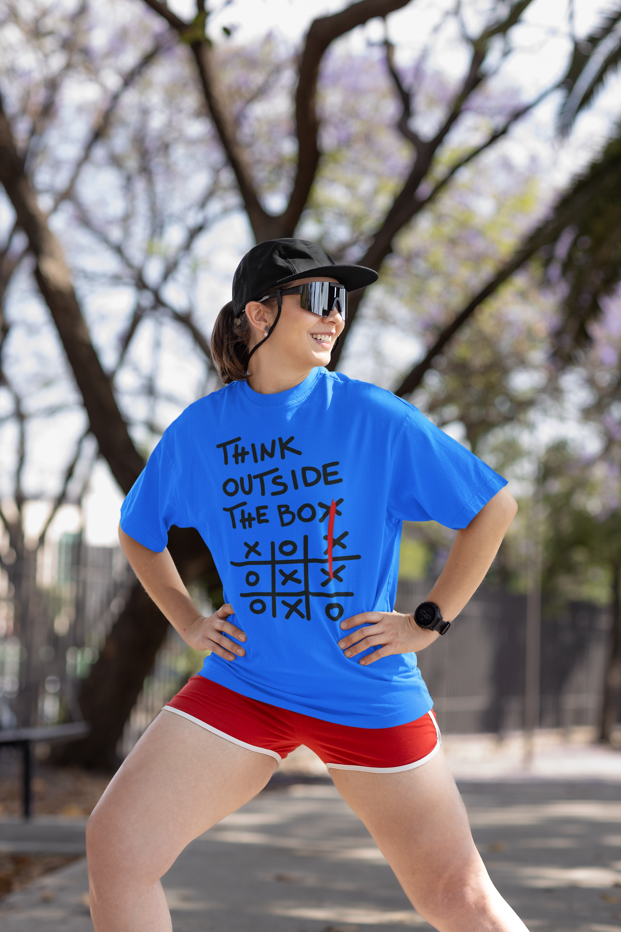 Think Outside the Box Graphic Blue T-Shirt