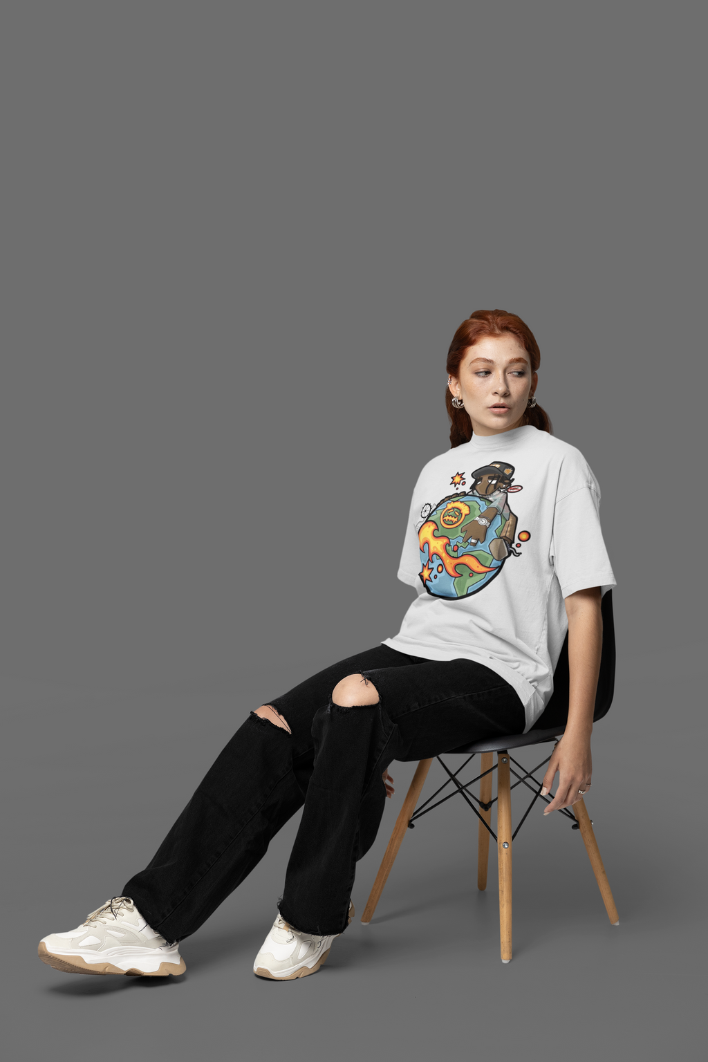 Urban World Graphic Oversized White T-Shirt