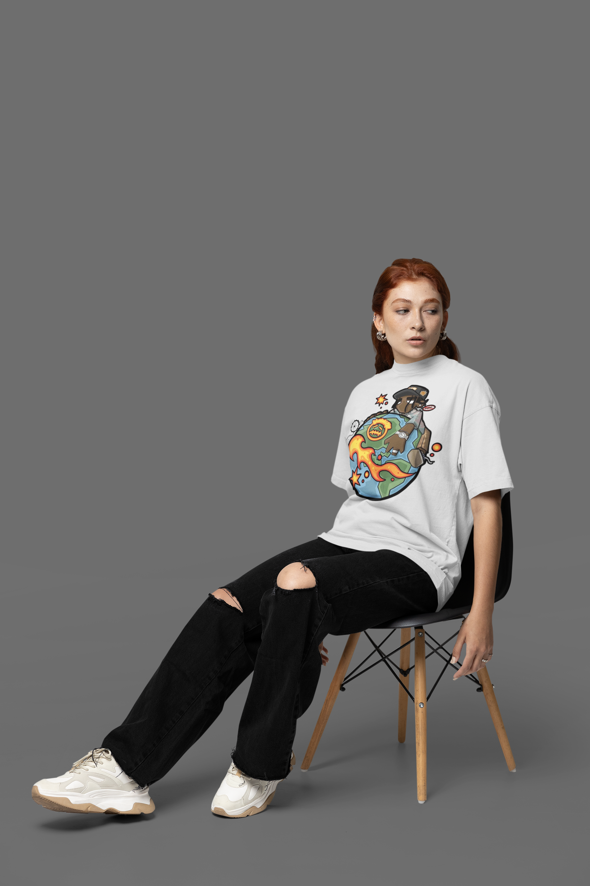 Urban World Graphic Oversized White T-Shirt