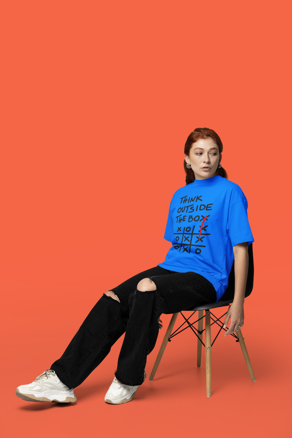 Think Outside the Box Graphic Blue T-Shirt