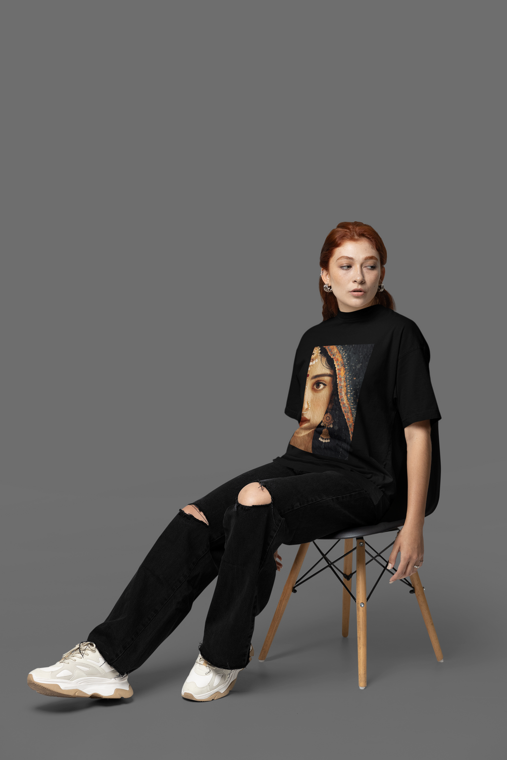 Ornate Portrait Face Graphic T-Shirt